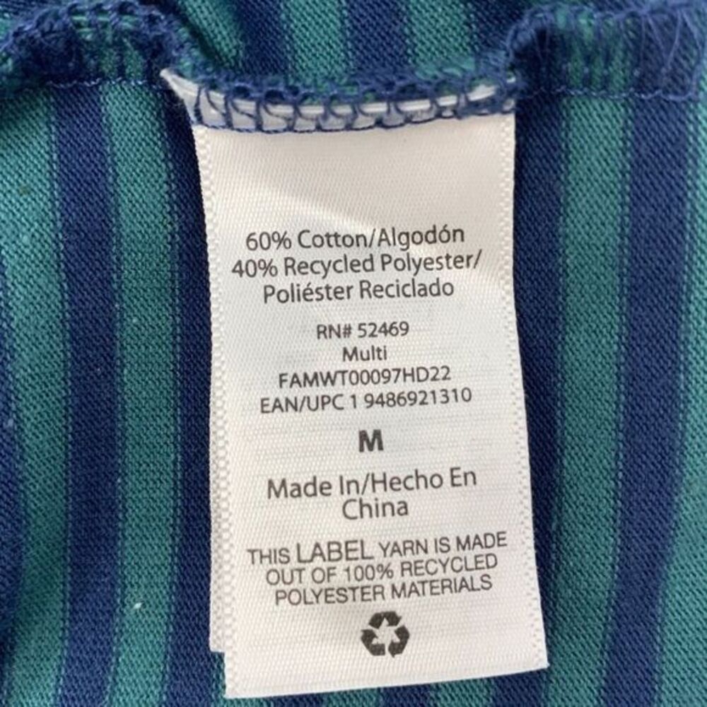 Free Assembly Navy & Green Horizontal Stripes Mens Long Sleeve Shirt Size Medium - Picture 7 of 9